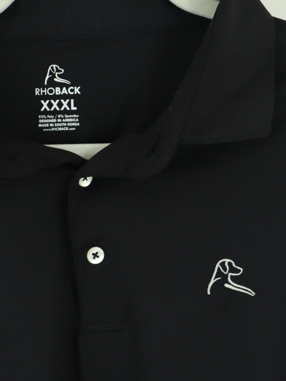 Rhoback Solid Black XXXL Men's Polo Luxury Golf